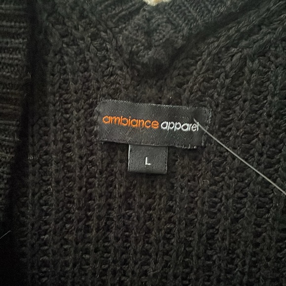 Ambience Apparel Black Cold Shoulder Sweater - Picture 3 of 4